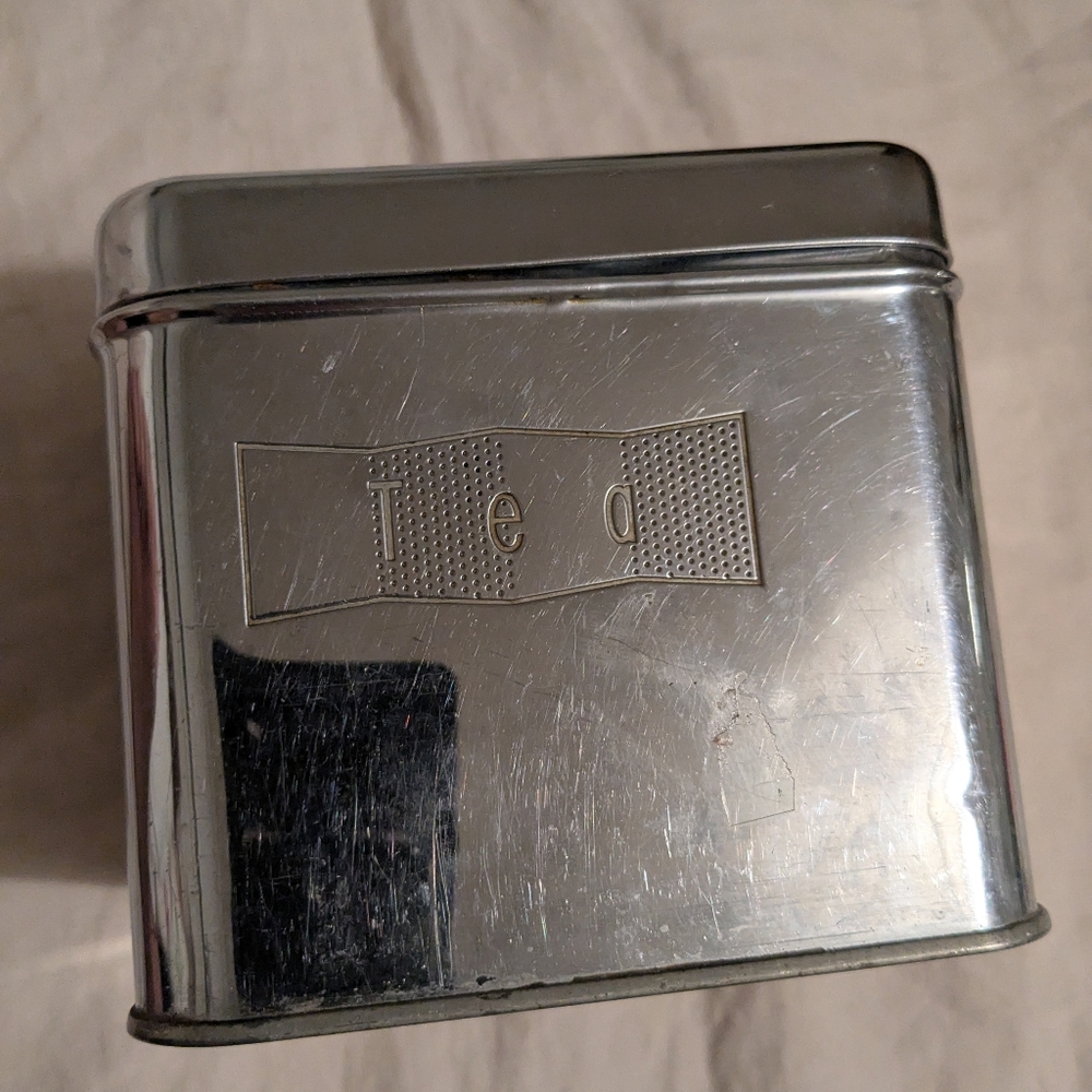 Vintage Mid century Modern Chrome Tea Storage Cannister